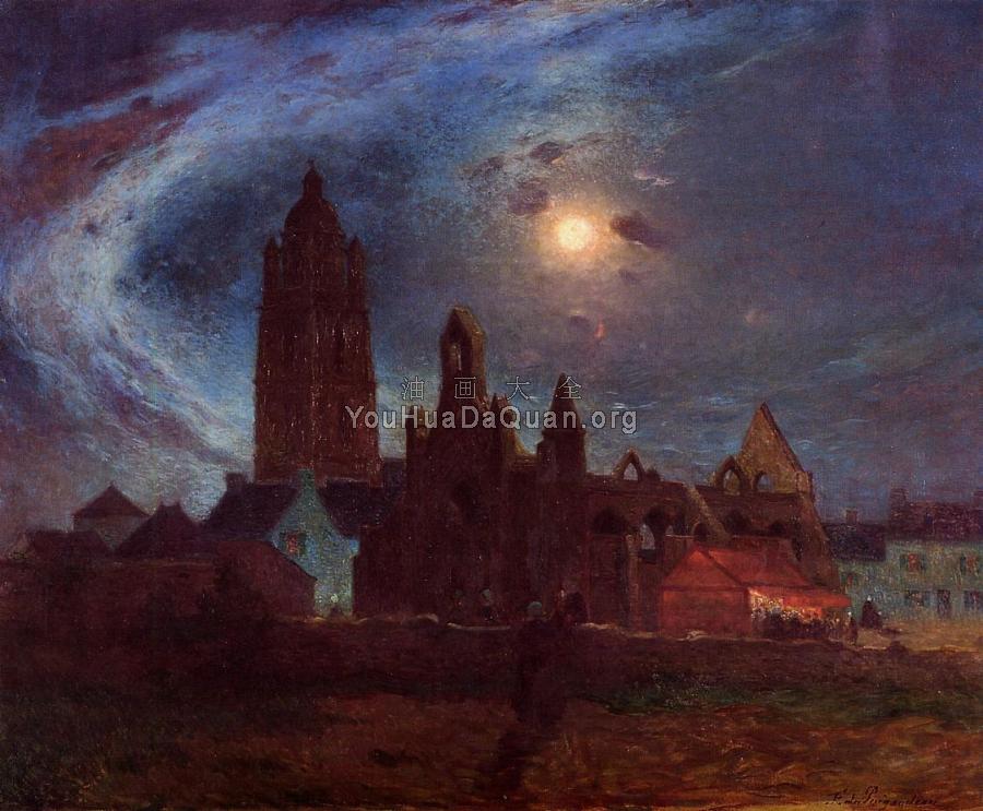 The Bourg de Batz Church under the Moon - 费迪南德·卢瓦扬